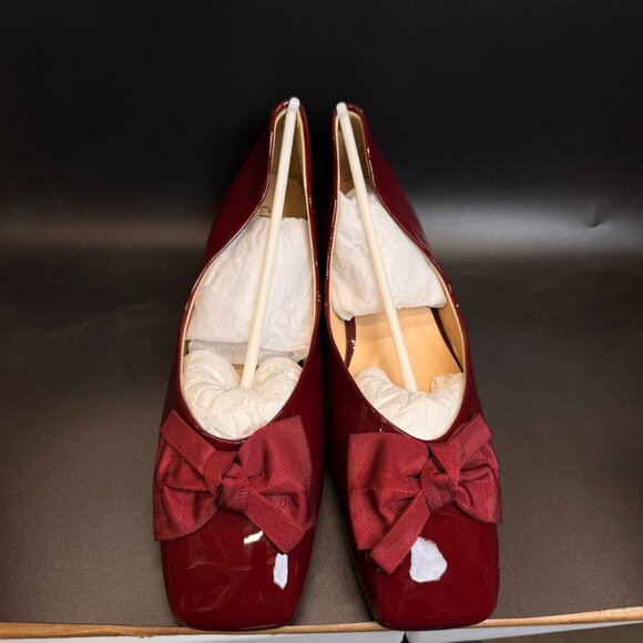 C.Paravano Women's US 7.5, 11.5 Red Eva Patent Bow Ballerina Flats Square Toe - Picture 11 of 13
